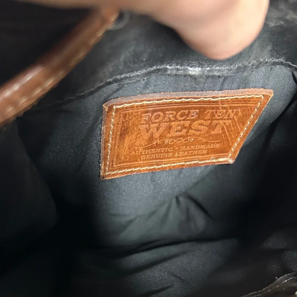 Force Ten West Mini Backpack Womens Brown Black Hand Tooled Leather Western Boho